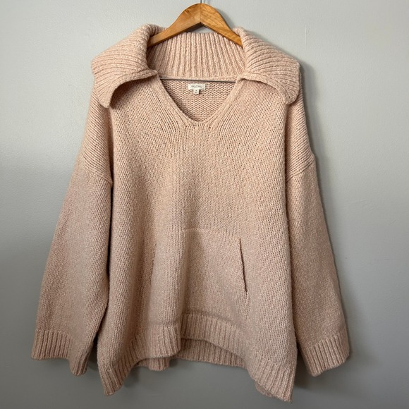 Pilcro and the Letterpress Sweaters - Pilcro Anthropologie Sweater Womens XL Pink Wool Blend Oversized V-Neck Italy
